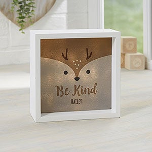 Woodland Adventure Deer 6x6 Personalized Ivory LED Shadow Box