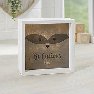 Woodland Adventure Raccoon 6x6 Personalized Ivory LED Shadow Box