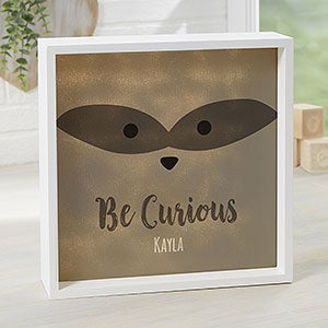 Woodland Adventure Raccoon 10x10 Personalized Ivory LED Shadow Box
