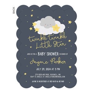 Twinkle, Twinkle Premium Baby Shower Invitation - Set of 5