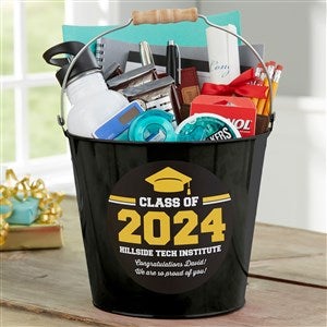 Class Of Personalized Graduation Metal Bucket- Black - #23521-B