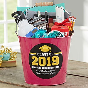 Class Of Personalized Graduation Metal Bucket - Pink