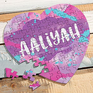 Personalized Name Puzzle - Watercolor Heart