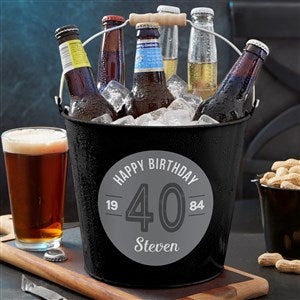 Modern Birthday Personalized Black Metal Bucket