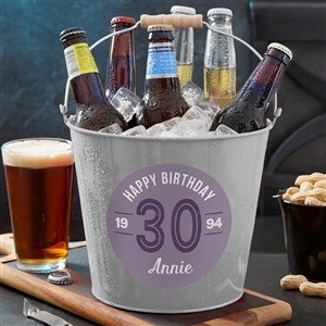 Modern Birthday Personalized Silver Metal Bucket