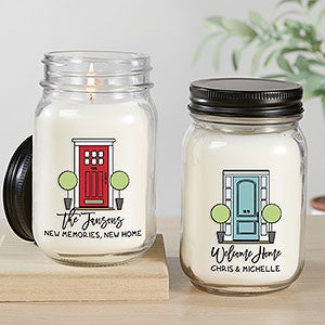 Personalized Mason Jar Candles - Front Door Welcome