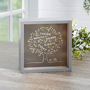 Tree of Life Personalized Grey 6x6 LED Light Shadow Box