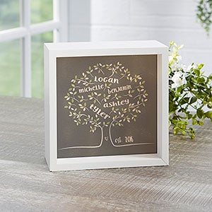 Tree of Life Personalized Ivory 6x6 LED Light Shadow Box