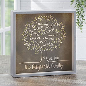 Tree of Life Personalized Grey 10x10 LED Light Shadow Box