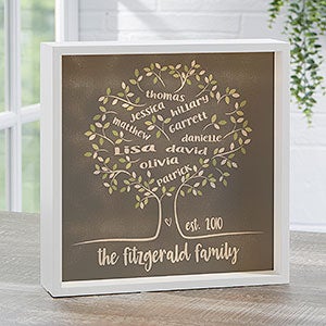 Tree of Life Personalized Ivory 10x10 LED Light Shadow Box