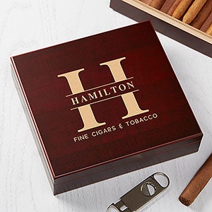 Custom Engraved Cherry Wood Cigar Humidor - 20 Count