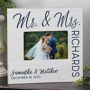 Stamped Elegance Personalized Wedding Horizontal Box Picture Frame