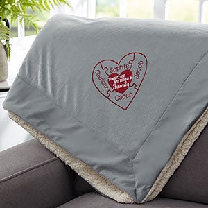 Together We Make A Family Embroidered 50x60 Grey Sherpa Blanket