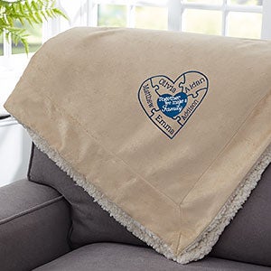 Together We Make A Family Embroidered 50x60 Tan Sherpa Blanket
