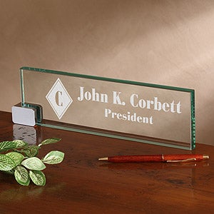 Executive Glass Personalized Nameplate