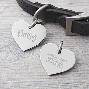 Heart Engraved Metal Dog ID Tags For Pets