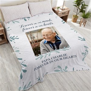 Botanical Memorial Personalized 90x108 Plush King Fleece Photo Blanket