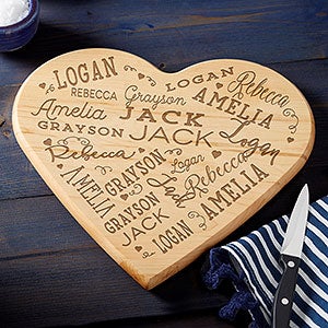 Personalized Heart Shaped Cutting Board - Close to Her Heart