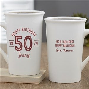 Modern Birthday Personalized Latte Mug 16 oz White