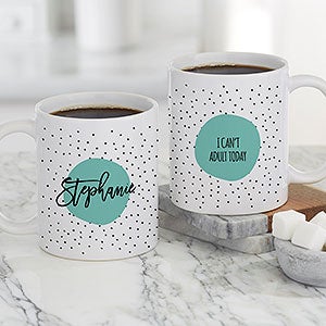 Modern Polka Dot Personalized Coffee Mug - White