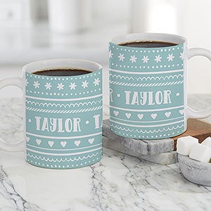 Nordic Noel Personalized Coffee Mug - White
