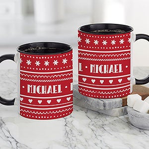 Nordic Noel Personalized Coffee Mug - Black