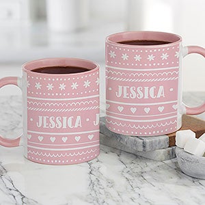 Nordic Noel Personalized Coffee Mug - Pink