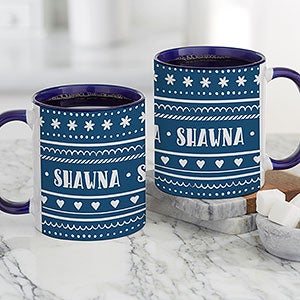 Nordic Noel Personalized Coffee Mug - Blue