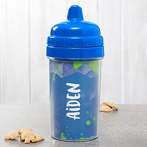 Watercolor Name Personalized 10 oz. Blue Sippy Cup