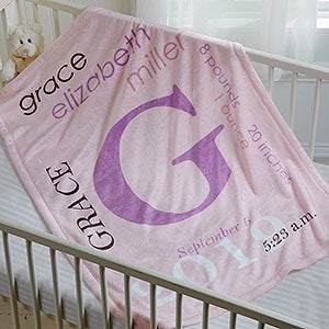 All About Baby Girl Personalized 30x40 Fleece Blanket