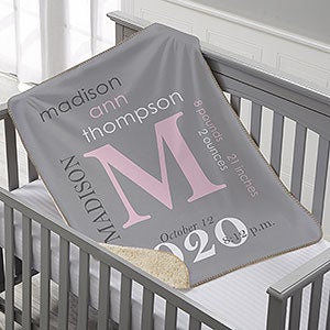 All About Baby Girl Personalized 30x40 Sherpa Blanket