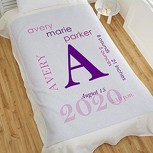 All About Baby Girl Personalized 50x60 Sweatshirt Baby Blanket
