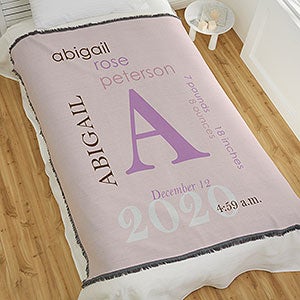 All About Baby Girl Personalized 56x60 Woven Baby Blanket
