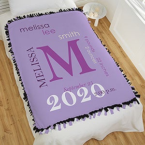 All About Baby Girl Personalized 50x60 Tie Baby Blanket