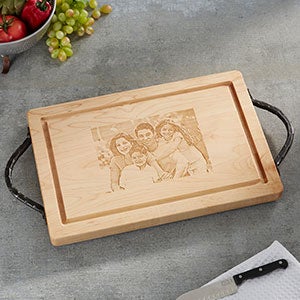 Maple Leaf Personalized Photo 18-inch Cutting Board - With Handles