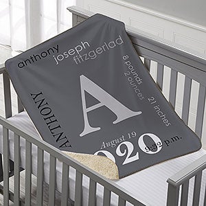All About Baby Boy Personalized 30x40 Sherpa Baby Blanket