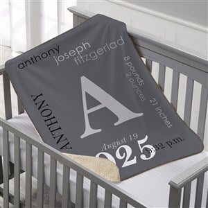 All About Baby Boy Personalized 30x40 Sherpa Baby Blanket