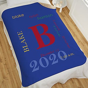 All About Baby Boy Personalized 50x60 Sherpa Baby Blanket