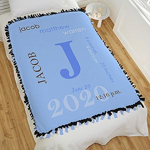 All About Baby Boy Personalized 50x60 Tie Baby Blanket