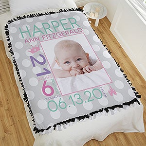 Sweet Baby Girl Personalized 50x60 Tie Photo Blanket