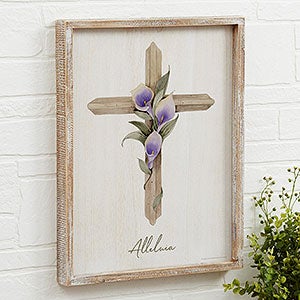 Easter Blessing Cross Personalized 14x18 Barnwood Frame Wall Art
