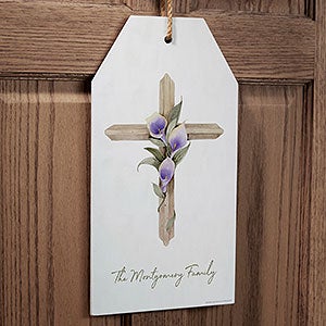 Easter Blessing Cross Personalized Wooden Wall Tag