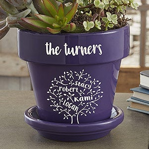 Family Tree of Life Personalized Purple Flower Pot