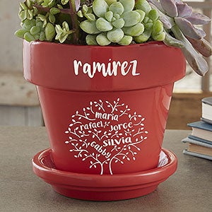Family Tree of Life Personalized Red Flower Pot