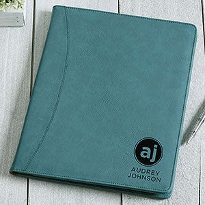 Modern Initials Personalized Full Pad Portfolio - Teal