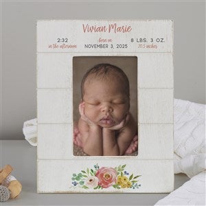 Floral Baby Girl Personalized Shiplap Frame - 4x6 Vertical
