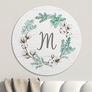 Personalized Round Wood Sign - Farmhouse Monogram