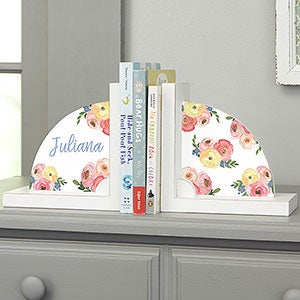 Floral Baby Personalized Bookends For Nursery