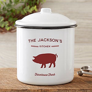 Farmhouse Kitchen Personalized Enamel Canister - Medium