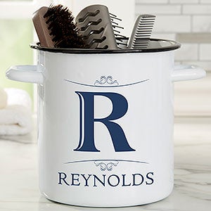 Elegant Monogram Personalized Bathroom Enamel Accessory Holder